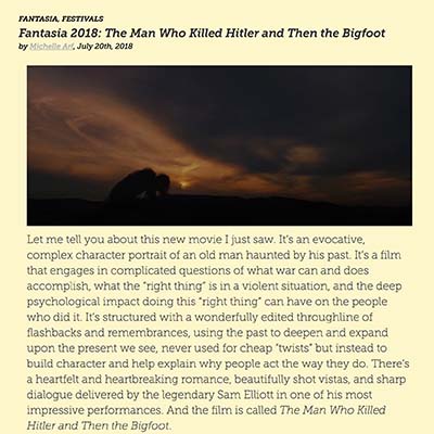 Fantasia 2018: The Man Who Killed Hitler And Then The Bigfoot